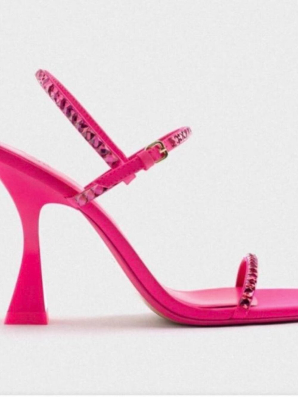 ZARA Hot Pink Studded Heels Sz 39 (US 8.5) Square Toe Barbiecore